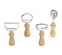 RUNROTOO Emporte-pièces en Alliage 4 Pcs - Multiple Styles et Manche en Bois - Moule à Biscuits et Ensemble de Moules à Raviolis pour Pâtisserie et Cuisson Maison