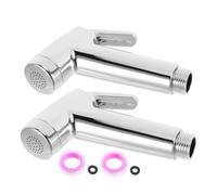 RUNROTOO Ensemble De 2 Pulvérisateur de Bidet à Main G1/2 en ABS Argenté | Anneau D’étanchéité Inclus, Facile Ruban Ptfe Installation, Usage Salle de Bain et Nettoyage
