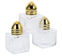 RUNROTOO Ensemble de 3 Salières en Verre 15ml Couvercle Or, Pot à Poivre et Sel Résistant à L'usage Quotidien Cuisine et Service