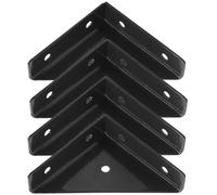 RUNROTOO Équerres d'angle Triangulaires Noires en Fer 4 Pcs, Support Triangulaire de Renfort Coin, Taille Moyenne pour Meubles, Étagères, Lits et Tables, Résistance la Corrosion et Usage