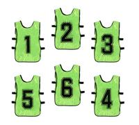 RUNROTOO Gilets D'entraînement et Design Ouvert Côtés Lot de 6 pour Garçon et Filles en Polyester Vert Ventilation pour Sports D'équipe et Entraînements