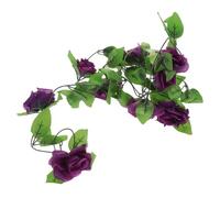 RUNROTOO Guirlande de Roses Artificielles en Soie Pourpre de 2,4 Mètres, Vigne à Feuilles Vertes, Décor Vivid et Réaliste, Facile à Nettoyer, pour Portes et Miroirs