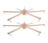 RUNROTOO Kit de 2 cadres en bois pour mobile : support en bois pour carillon éolien - Support à six pieds pour chambre de bébé, idéal pour créer un mobile ou un carillon éolien à monter