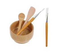 RUNROTOO Kit de Bols en Bois pour Masque Facial Spatule Flexible et Brosse, Facile à Nettoyer, pour Usage Professionnel ou Personnel, 1 Set Complet