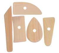 RUNROTOO Kit de Modelage en Bois 5 Pièces pour Argile et Pâte Polymère Ensemble d'Outils pour Poterie Spatules et Grattoirs Adaptés aux Artistes Amateurs