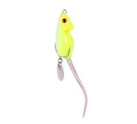 RUNROTOO Leurre de Pêche Carnassier en Plastique Jaune 4,5 Cm 10,5 G Hameçon Barbelé Double pour Simulation de Souris en Zones Complexes D'herbiers