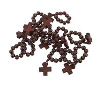 RUNROTOO Lot de 12 Anneaux Chapelet en Bois - Chapelet de Poche catholique avec Croix - Bijou Religieux - Perles de prière pour Pâques ou Un baptême à l'église
