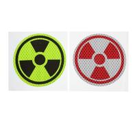 RUNROTOO Lot de 2 autocollants de signalisation de radiation - Étiquette « Attention » - Autocollants réfléchissants de risque biologique pour avertissement de sécurité en entrepôt et laboratoire