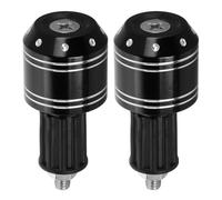 RUNROTOO Lot de 2 Embouts de Guidon Anti-Vibrations pour Moto Tout Usage Embouts de Guidon en Alliage D'aluminium et Abs Noir Bandes Blanches à Points Protection Antichute