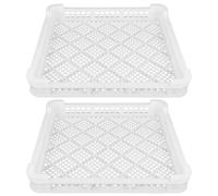 RUNROTOO Lot de 2 plateaux de conservation des aliments : Bac de rangement pour congélateur - Panneau de congélation rapide - Grille de séchage en plastique - Plateau de comptoir pour déshydrater