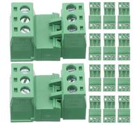 RUNROTOO Lot de 20 Connecteurs Bornier à Vis Enfichables 5,08 Mm Vert en Plastique Broches en Laiton Nickelé pour Installation Rapide et Durabilité