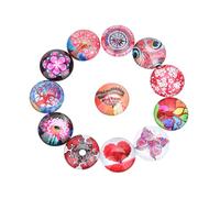 RUNROTOO Lot de 20 Pièces D'autocollants en Verre Rouge Ronds pour Création de Bijoux, Motifs Floraux, Finition Soignée, pour Porte-clés et Bijoux Photo Couleur Aléatoire