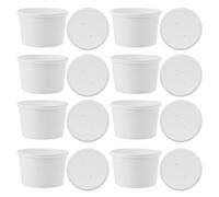 RUNROTOO Lot de 20 Sets de Sets de Bols à Crème Glacée Jetables en Papier 8 Oz Couvercles en Papier Blanc, Coupe de Glace de Boule, Pots D'emballage pour Pudding, pour Desserts et Snacks