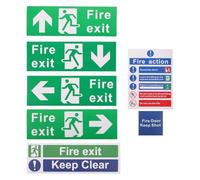 RUNROTOO Lot de 21 autocollants de signalisation de sortie de secours - Sortie de secours, Porte coupe-feu à garder fermée, Évacuation, Attention - Panneau en vinyle autocollant pour intérieur et