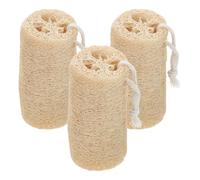 RUNROTOO Lot de 3 Éponges Loofah Exfoliantes Bain, Éponge Naturelle Multifonction en Loofah pour Gommage Corps et Lavage, Adaptées Salle de Bain Cuisine