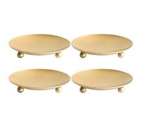 RUNROTOO Lot de 4 bougeoirs décoratifs en fer forgé - Plateau rond de 9,9 cm - Support pour bougies LED/cire coniques pour mariages, spas, décoration intérieure, présentoirs sur pied