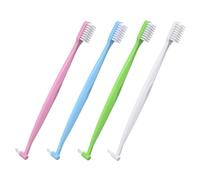 RUNROTOO Lot de 4 Brosses à Dents Double Embout Ergonomiques en Pp pour Nettoyage Interdentaire, Usage Voyage et Domicile, Conception à Deux Faces pour Espaces Intermédiaires