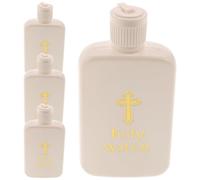 RUNROTOO Lot de 4 Flacons D'eau Bénite Catholique 100ml en Ps Blanc Motif Croix, Hermétiques et Élégants pour Décoration de Baptême ou Mariage