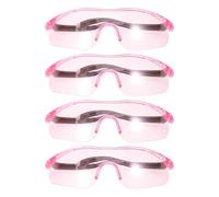 RUNROTOO Lot de 4 lunettes de tir pour enfants - Lunettes de protection oculaire pour laboratoire - de chimie anti-rayures pour cours de sciences - en plastique transparent pour le jeu CS, rose