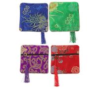 RUNROTOO Lot de 4 Pochettes de Rangement pour Médiators et Pièces en Coton Polyester Résistantes Fermeture Éclair, Paquet Délicat Style Chic pour Accessoires de Guitare Couleur Aléatoire