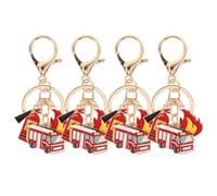 RUNROTOO Lot de 4 porte-clés pompiers : porte-clés pompiers, cadeaux d'invités pour les (héros et héroïnes), cadeau de fin d'études pour (hommes).