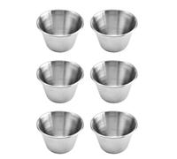 RUNROTOO Lot de 6 Tasses à Sauce en Acier Inoxydable 304, Petites Coupelles à Trempette pour Ketchup et Sauce Tomate, Réutilisables, pour Salade et Restauration, Finition Argentée, Faciles