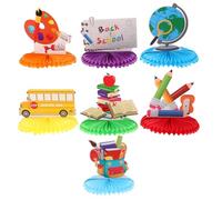 RUNROTOO Lot de 7 centres de Table alvéolés 3D sur Le thème de la rentrée Scolaire : Globe terrestre, Bus, Crayons et Livres. Décorations de Table idéales pour la t Les fêtes de
