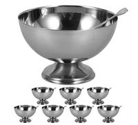 RUNROTOO Lot de 8 coupes à glace en acier inoxydable - Coupes à dessert sur pied pour servir salades de fruits, puddings, yaourts, amuse-gueules - à trifle en métal de 200 ml pour fêtes