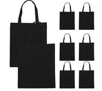 RUNROTOO Lot de 8 Sacs fourre-Tout réutilisables en Toile Noire - Sacs en Tissu réutilisables pour Faire Les Courses, publicité personnalisée - Grands Vierges pour Impression par Sublimation et