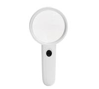 RUNROTOO Loupe Portative Poignée Plastique Longue Confortable à Tenir LED 3X Image sans Distorsion Verre Abs Blanc Élégant pour Lire Livres et Cartes
