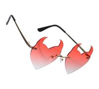 RUNROTOO Lunettes de Soleil Résistantes et Forme Cœur sans Monture en PC et Métal, Design Original en Corne Camping Tenue Quotidienne