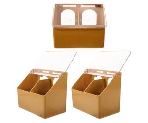 RUNROTOO Mangeoires pour Oiseaux Résistantes à l'usure et Anti-éclaboussures Lot de 3 à Deux Trous en Plastique Accessoires pour et Petits Oiseaux en Extérieur