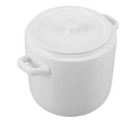 RUNROTOO Marmite avec Couvercle et Double Poignées 950ml en Céramique Blanche pour Cuisson Bain-marie et Conservation Chaleur lors de Repas Festifs