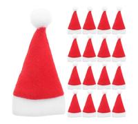 RUNROTOO Mini Bonnets de Père Rouges en Tissu Brossé Lot de 50 Bouchons Portables pour Bouteilles de Vin, Décorations et Ludiques pour Fêtes et