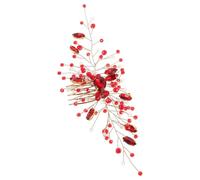 RUNROTOO Peigne à Cheveux de Mariage en Alliage de Zinc Cristaux Rouge Vif, Accessoire Décoratif Élégant pour Coiffure de Mariée, Maintien Confortable pour Cérémonie et Fête, Bijou