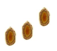 RUNROTOO Pendentifs Bord Doré, Design Mini Anneau Suspendu Ensemble de 3 en Pierre Naturelle Agate Rouge Finition Soignée pour Accessoires Décoratifs et Création