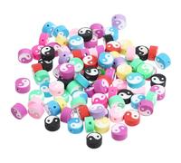 RUNROTOO Perles à Bijoux DIY Tai Chi en Pâte Polymère 100 Pcs, Perles en Vrac Colorées Yin Yang pour Création de Bracelets, Colliers et Accessoires Artisanaux