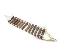 RUNROTOO Perroquets à Mâcher Multi-Usage Pont Suspendu en Bois Naturel et Échelle Souple 1pc pour Maison et Jardin pour Petits Oiseaux