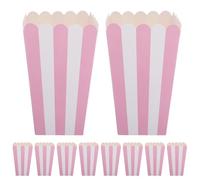 RUNROTOO Petites Boîtes à Popcorn Taille Petite en Papier Rayé Rose Lot de 24 Bords Ondulés Boîte à Bonbons en Carton Résistante à L’huile, pour Fêtes D’anniversaire, Goûters et Soirées
