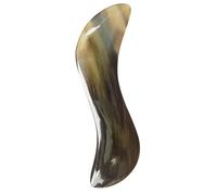RUNROTOO Plaque de Massage S en Corne de Buffle Noire 14 Cm pour Gua Sha Visage, Outil Confortable et Facile à Tenir pour Massage Relaxant Couleur Aléatoire