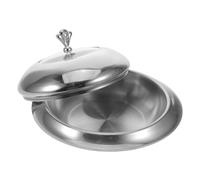 RUNROTOO Plat de Service Rond en Acier Inoxydable avec Couvercle, Conservation Thermique et Durabilité Élevée pour Buffet et Traiteur, Design Élégant Argenté