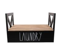RUNROTOO Porte-lessive pour buanderie : Support en bois pour distributeur de lessive et rangement de savon liquide style ferme - 39 x 24 x 24 cm, noir