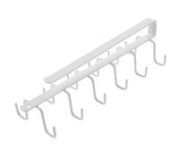 RUNROTOO Porte-tasses à Café sous Meuble en Fer Blanc, Support Mural Suspendu 4 Crochets Antirouille pour Ustensiles Cuisine, Porte-mugs Gain de Place pour Rangement la Cuisine Compacte