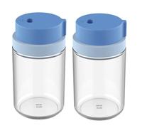 RUNROTOO Pots à Condiments Petite Taille en Plastique et Verre Lot de 2 Bleus Facile à Utiliser pour Camping Cuisine Maison