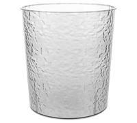 RUNROTOO Poubelle de salle de bain moyenne - Corbeille à déchets en plastique de 7,5 litres avec couvercle - Design effet vague - Poubelle transparente pour chambre, bureau, résidence étudiante,