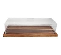 RUNROTOO Présentoir à gâteaux avec couvercle : Présentoir à desserts en bois et plateau à charcuterie avec couvercle pour gâteaux, pains, viennoiseries, fromages - Plateau à fruits et en