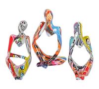 RUNROTOO Sculptures Décoratives Abstraites en Résine Synthétique Lot de 3 Statue Penseur Assis pour Décoration Intérieure et Ambiance Apaisante, pour Tables Basses et Étagères