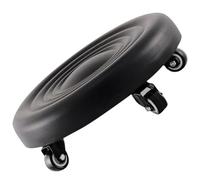 RUNROTOO Tabouret Ergonomique à roulettes Siège Bas en PU et Acier Inoxydable, Marchepied Mobile sans Rayures pour Bureau et Salon, Design Compact et Fonctionnel