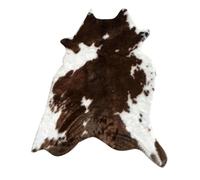 RUNROTOO Tapis de Sol Souple à Imprimé Vache Marron en Cuir Imitation, Moquette Moelleuse Légère pour Chambre et Décoration Intérieure