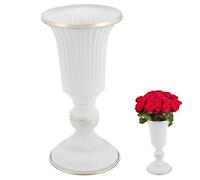RUNROTOO Vase à Fleurs en métal doré Vintage, urne décorative Blanc brossé pour Table et Bureau, Plante hydroponique